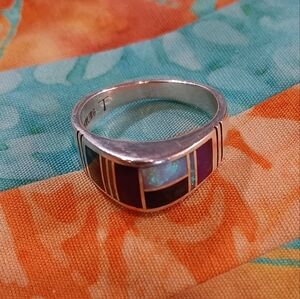 David Rosales inlaid ring, size 4 1/2.
